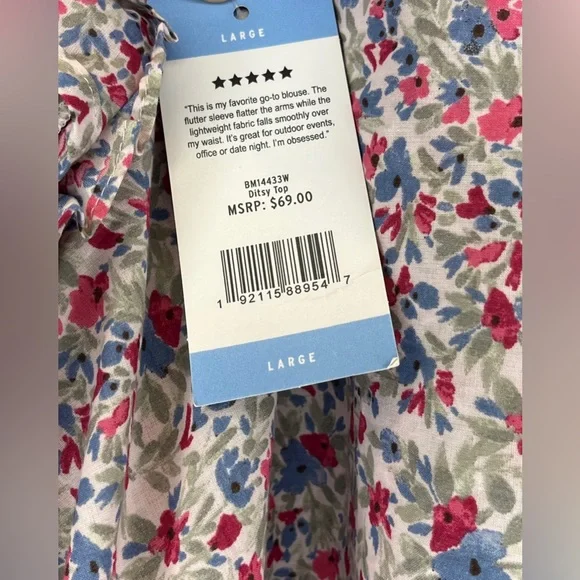 BB Dakota by Steve Madden Floral Ruffle Cap-Sleeve Top size large - Picture 4 of 6